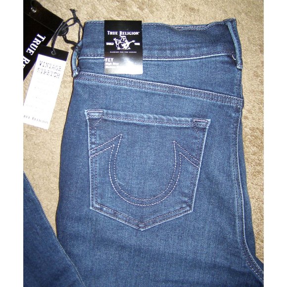 NEW True Religion High Rise Flare jeans Dark wash - Picture 4 of 8